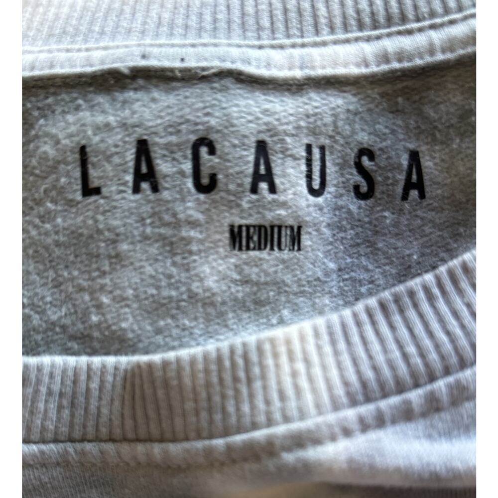 Lacausa Sweatshirt Warrior Size Medium Crew Neck Blue White Oversized Cotton NWT - Picture 5 of 7